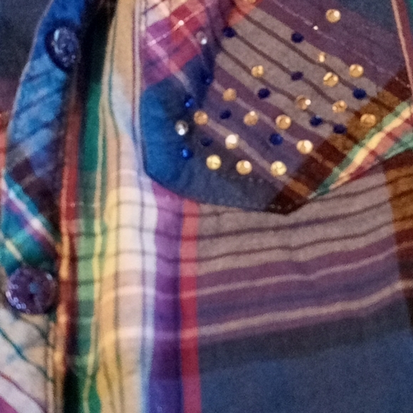 Justice girls long sleeve plaid shirt/top - Picture 4 of 6